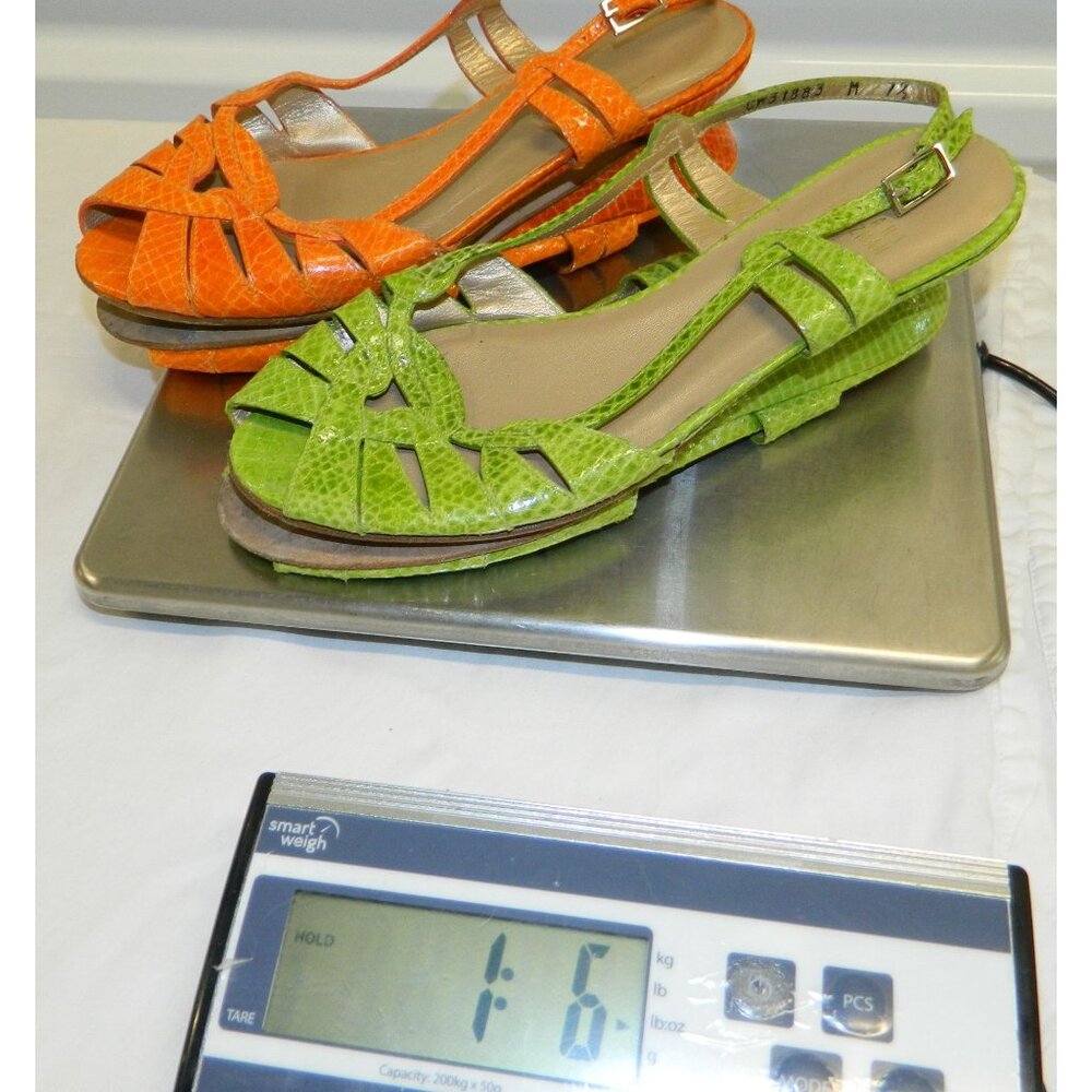 Stuart Weitzman Womens Leather Slingback Sandals In Orange & Green Size 7, 7.5 - Picture 15 of 15